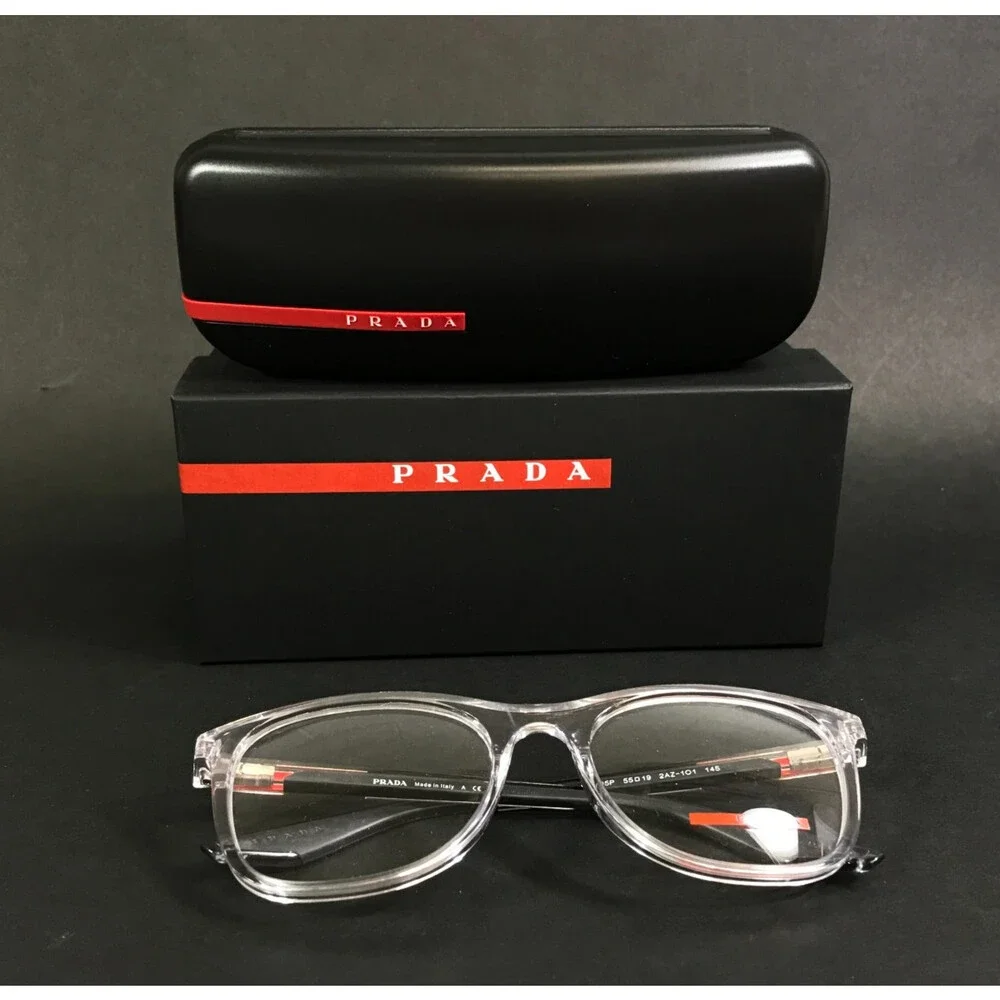 Prada Linea Rossa Eyeglasses Frames VPS05P 2AZ-1O1 Crystal Black 55-19-145